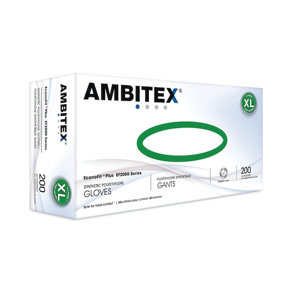 Ambitex Ambitex EconoFit, Disposable Gloves, Polyethylene, Powder-Free, X-Large, 2000 PK, Clear EFXL2000 - main